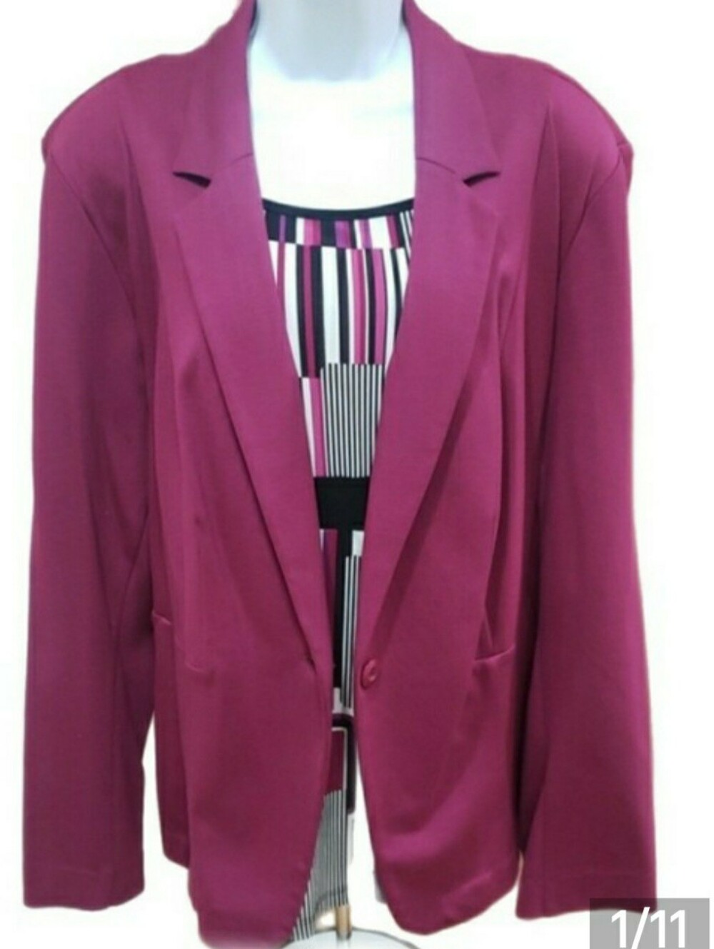 Lane Bryant Fuchsia One-Button Blazer, Size 24